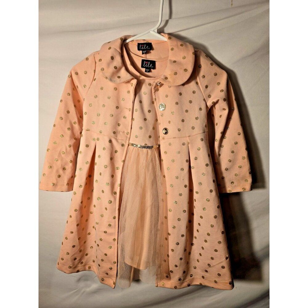 Lilt Girls Matching Dress Coat Set Pink Sparkles Size 6 Small Outfit Boutique